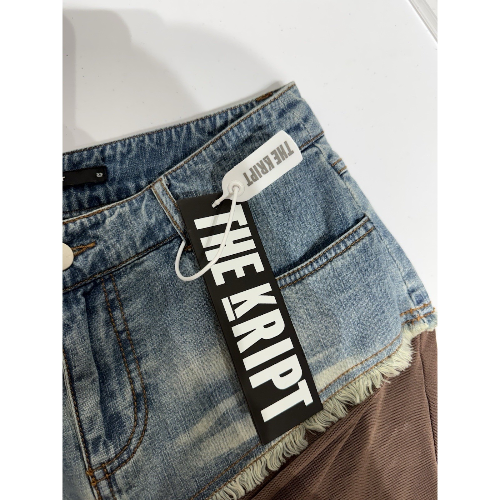The Kript Sorina Skirt Layered Denim And Mesh Maxi Skirt Nwt Size Xs — image 8 of 8